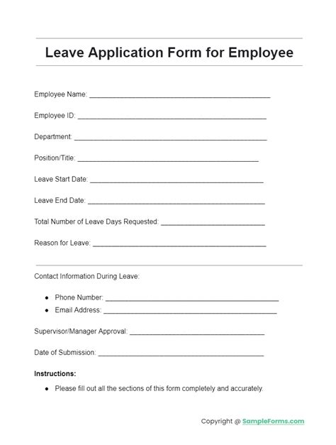 Image result for Leave Form Format