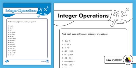 Toradh íomhá ar Integer Operations Coloring Activity