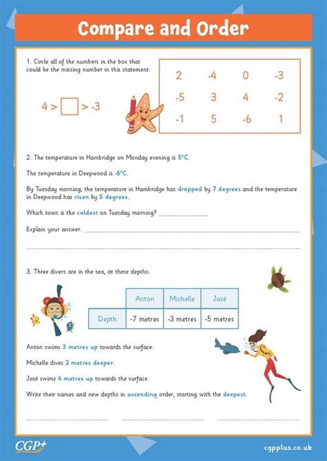 Image result for Ordering Negative Numbers Worksheet