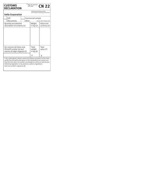 Image result for Small Packet CN22 Form