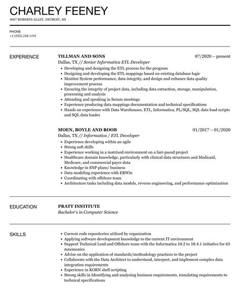 Image result for Informatica ETL Developer Resume Sample
