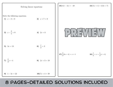 Image result for Solving Linear Equations Worksheet PDF