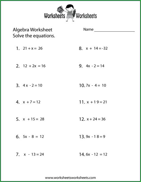 Image result for 6th Grade Algebra Worksheet