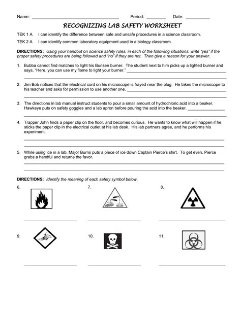 Image result for Lab Safety Worksheet