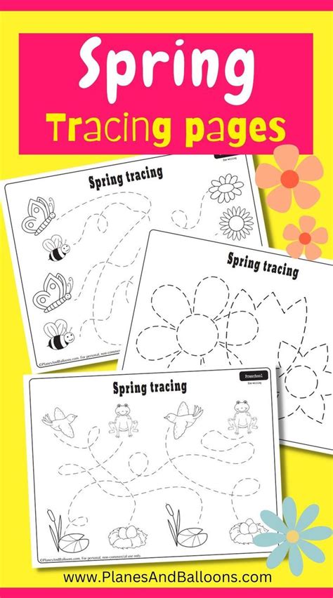 Toradh íomhá ar Spring Line Tracing Worksheets