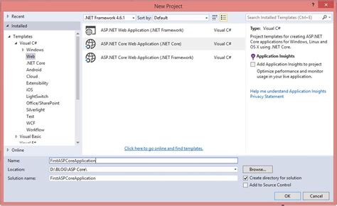 Create New Project Core .Net Project に対する画像結果