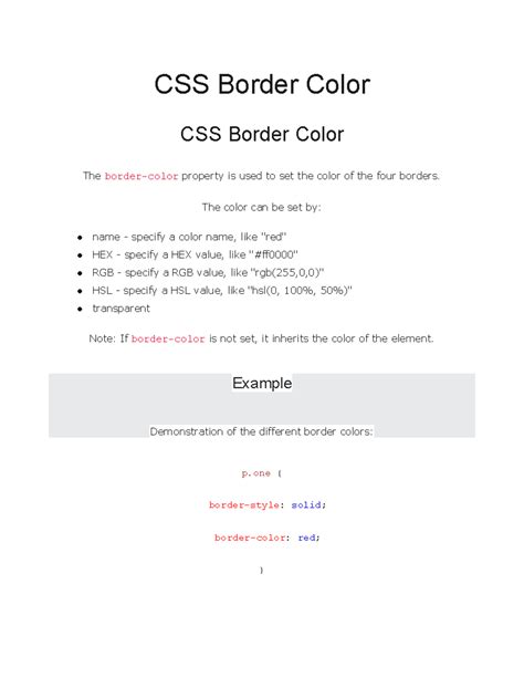 Image result for Border Color CSS Table