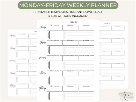 Afbeeldingsresultaten voor Work Week Planner Printable