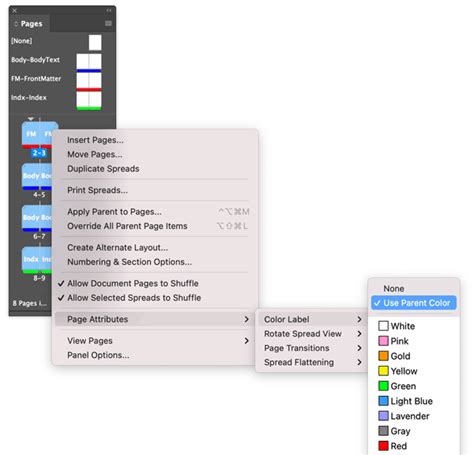 Afbeeldingsresultaten voor InDesign Pages Panel Labels