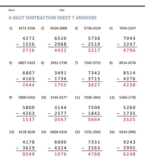 Image result for 4 Digit Algorithm Adition and Subtraction Worksheets