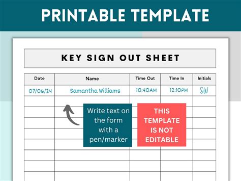 Image result for Key Sign Out Log Template