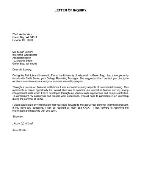 Toradh íomhá ar Enquiry Letter Example