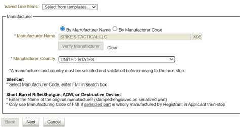 Image result for ATF Form 1 Line Item Example