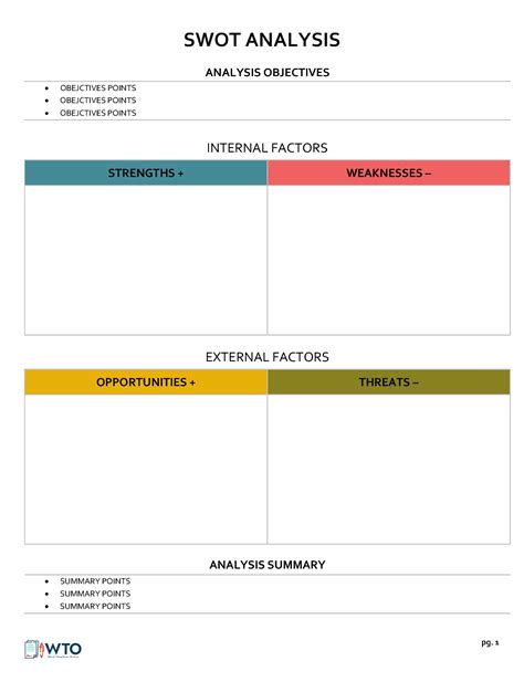 Image result for SWOT Analysis Template Example