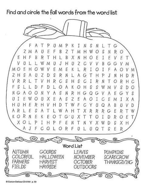 Free Printable Fall Word Search Puzzles に対する画像結果