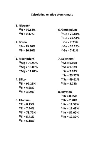 Toradh íomhá ar Relative Formula Mass Questions Worksheet PDF
