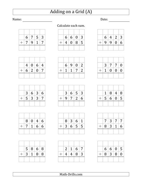 Column Addition 4 Digit に対する画像結果