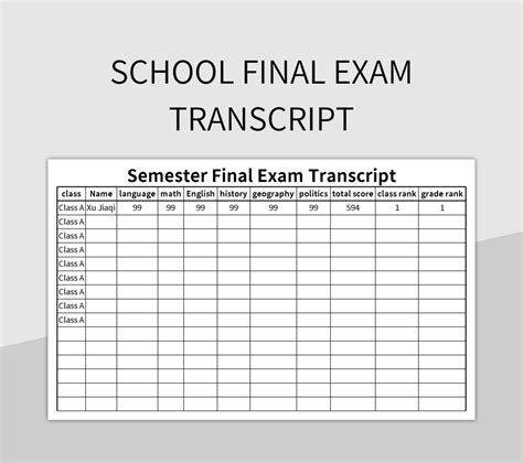 Afbeeldingsresultaten voor Transcript Template Excel Free