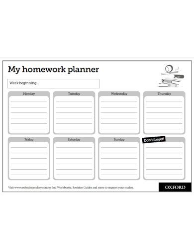 Image result for Weekly Homework Planner