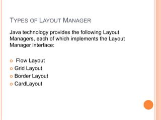 Image result for Various Type of Layout in Java