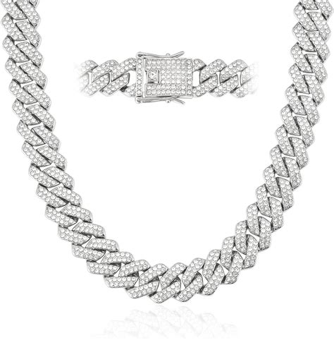 Image result for Silver Cuban Link Chain Diamond