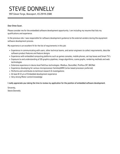 Image result for Cover Letter Embedded Software Developer