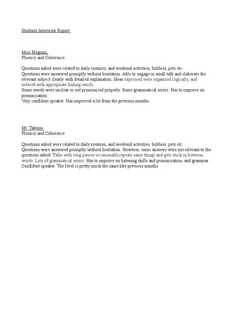 Image result for Interview Assignment Report Examples