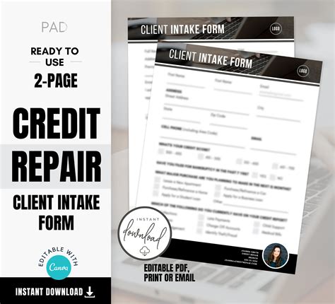 Toradh íomhá ar Credit Repair Intake Form Template