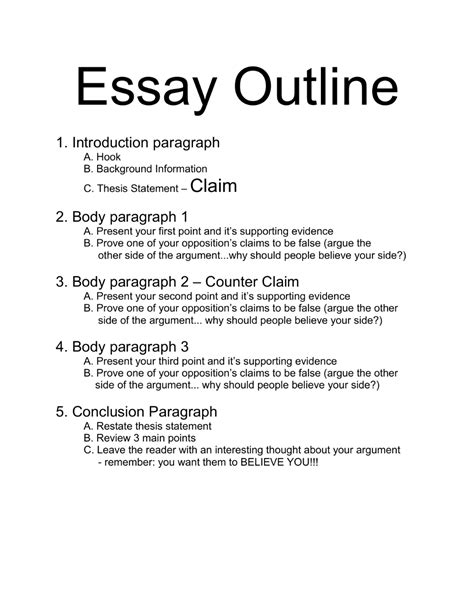 Image result for Argumentative Essay Body Example