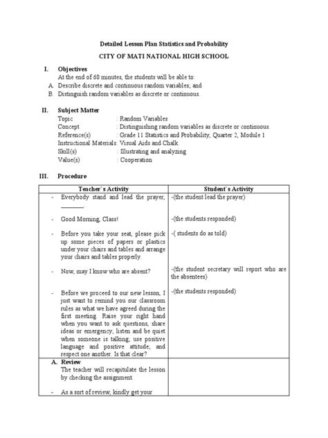 Toradh íomhá ar Lesson Plan Sample Normal Distribution