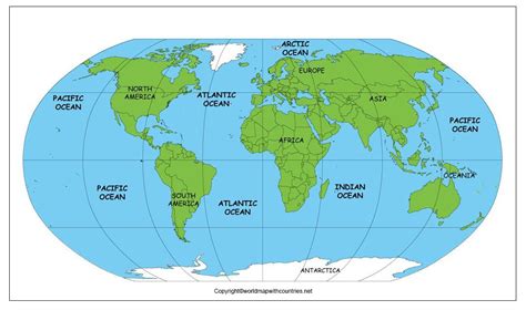 Printable Map of World with Ocean | World Map With Countries