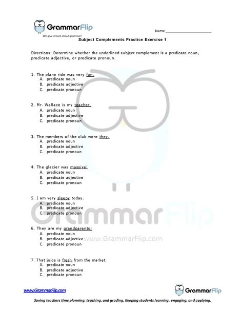 Image result for Subject Complement Worksheet