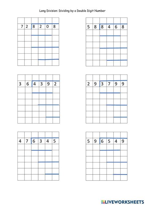 Toradh íomhá ar Double-Digit Long Division Steps Worksheet