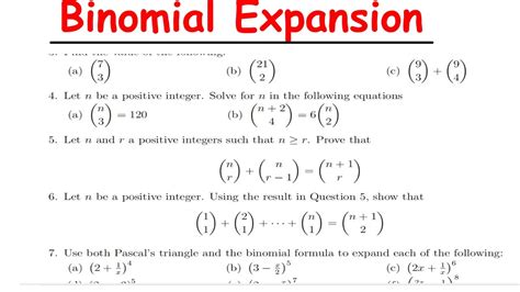 Image result for Examples of Question of Binomial Expansion