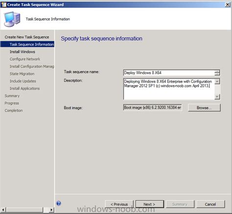Task Sequence Setup Windows and ConfigMgr に対する画像結果