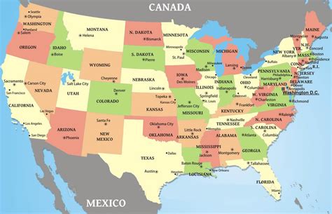 Afbeeldingsresultaten voor Map of USA with Capital Cities