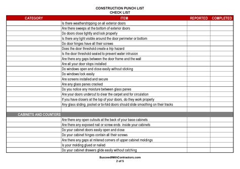 Punch List Example に対する画像結果