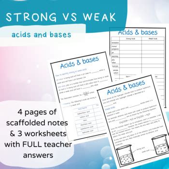 Image result for Strong vs Weak Acids Worksheet Answers