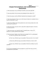 Image result for Simple Combination and Permutation Worksheet