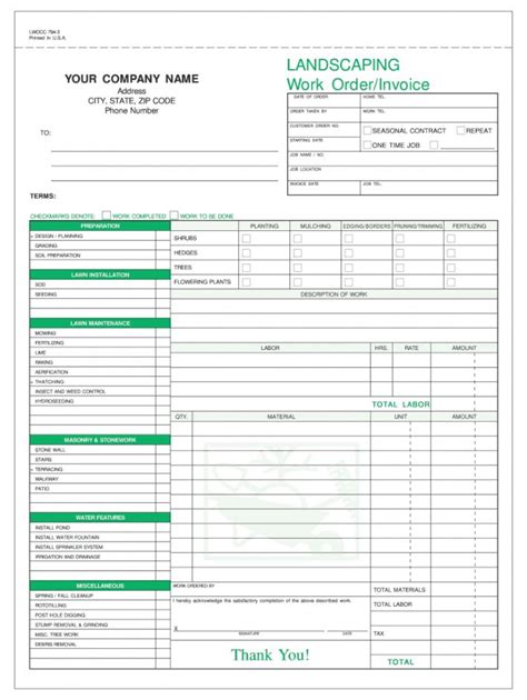 Image result for Landscaping Work Order Template