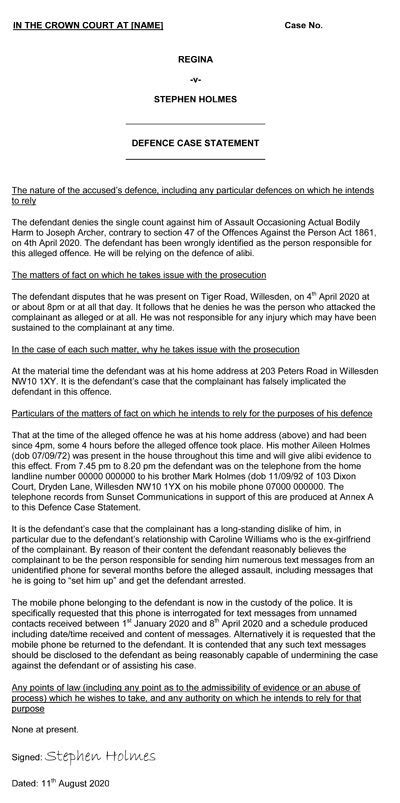 Image result for Statement of Case Format