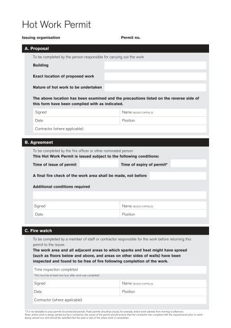 Image result for Hot Work Permit Consigli Form