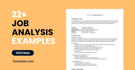 Image result for Example of Job Analysis