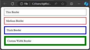 Image result for Set Border Size CSS