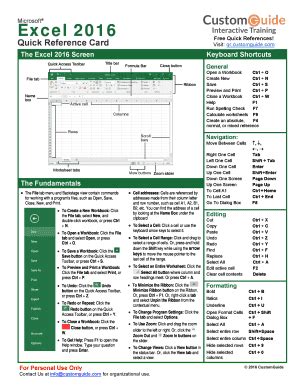 Image result for Excel 2016 Cheat Sheet