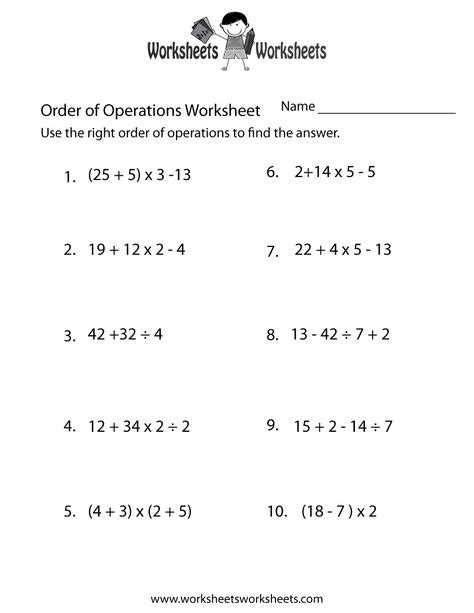 Image result for Basic Operations Class 5 Worksheet