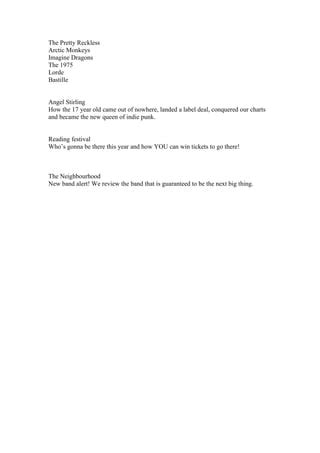 Image result for Magazine Text Examples