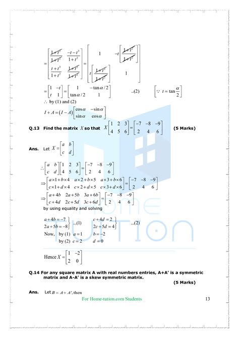 Image result for Matrix Important Question Class 12