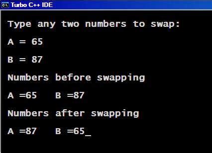 Toradh íomhá ar Python Program Swap Two Number without Tempirary Variable