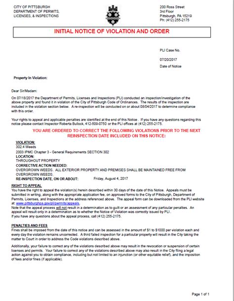 Image result for City Code Enforcement Notice of Violation